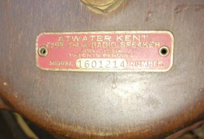 Atwater Kent F-4-A Radio Speaker